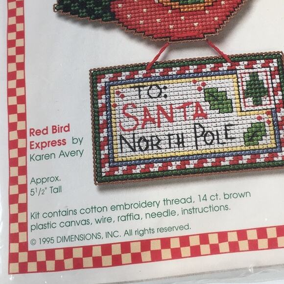 Wire Whimsy Red Bird Express Cardinal cross stitch kit, Christmas cross stitch - Picture 6 of 7